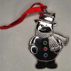 Lenox Silver Gems Multi Snowman Ornament With Original Box